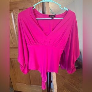 Express Women's Fuchsia V-Neck Blouse Bodysuit
